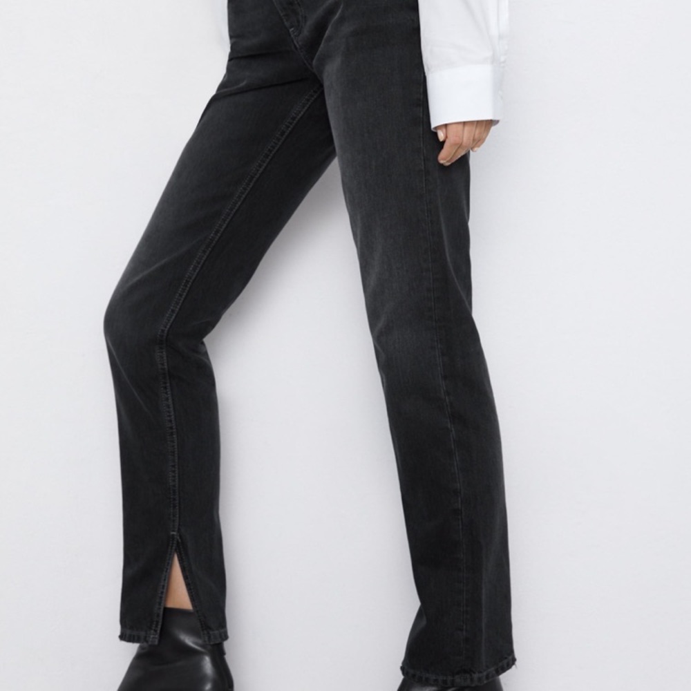 Zara Twilight black Premium jeans w side vents hem